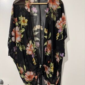 Iris Black Sheer Floral Top